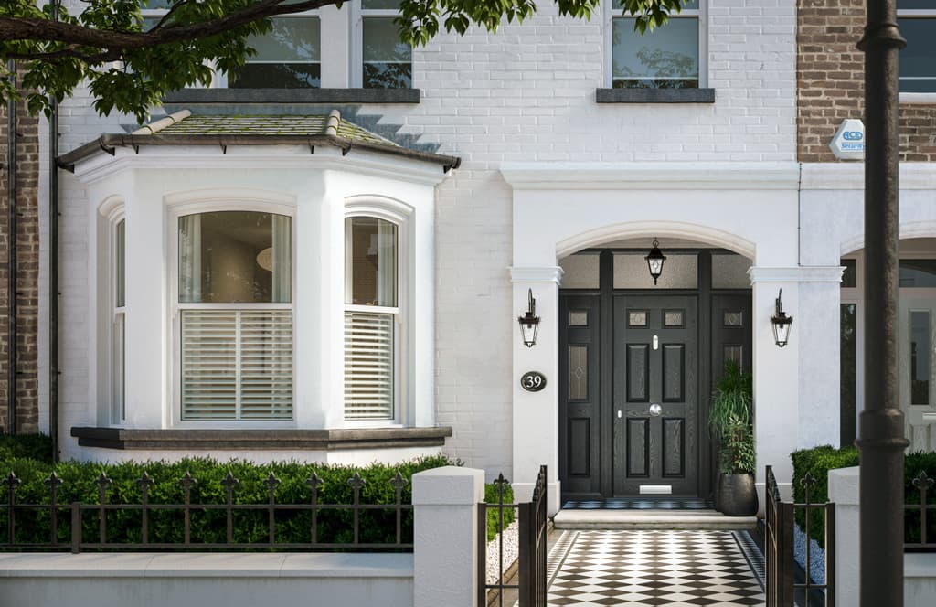 Smart frontage with a black entrance door